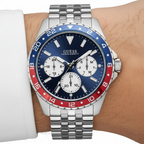 Guess Odyssey W1107G2 Men's Pepsi Bezel Silver Steel Watch