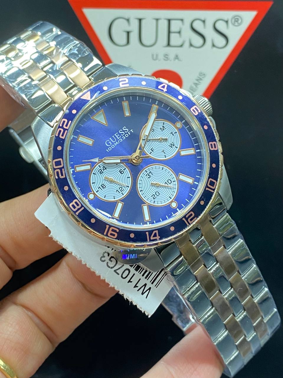 Guess Odyssey W1107G3 Men's Two-Tone Rose Gold & Silver Panda Dial Watch