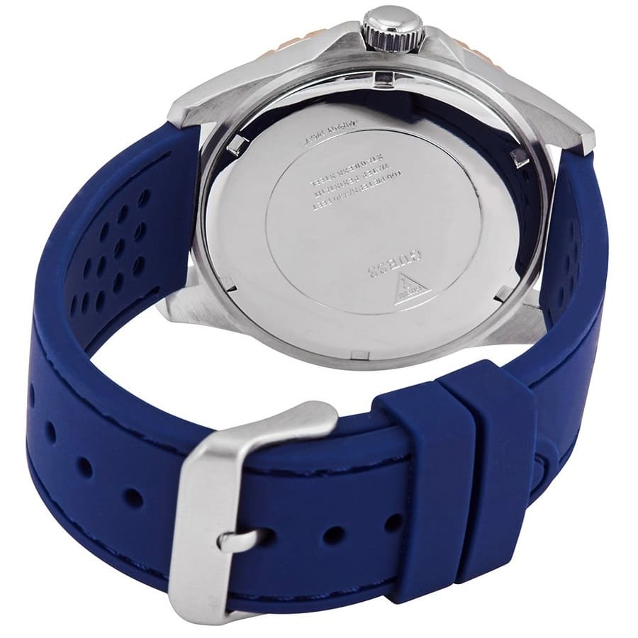 Guess Odyssey W1108G4 Silver/Rose Gold Case Blue Panda Dial Rubber Strap Men's Watch