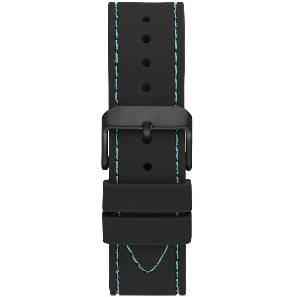 ساعة يد رجالية Guess Odyssey W1108G5 بإطار أسود ولمسات زرقاء وسوار مطاطي