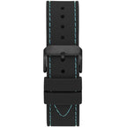 ساعة يد رجالية Guess Odyssey W1108G5 بإطار أسود ولمسات زرقاء وسوار مطاطي