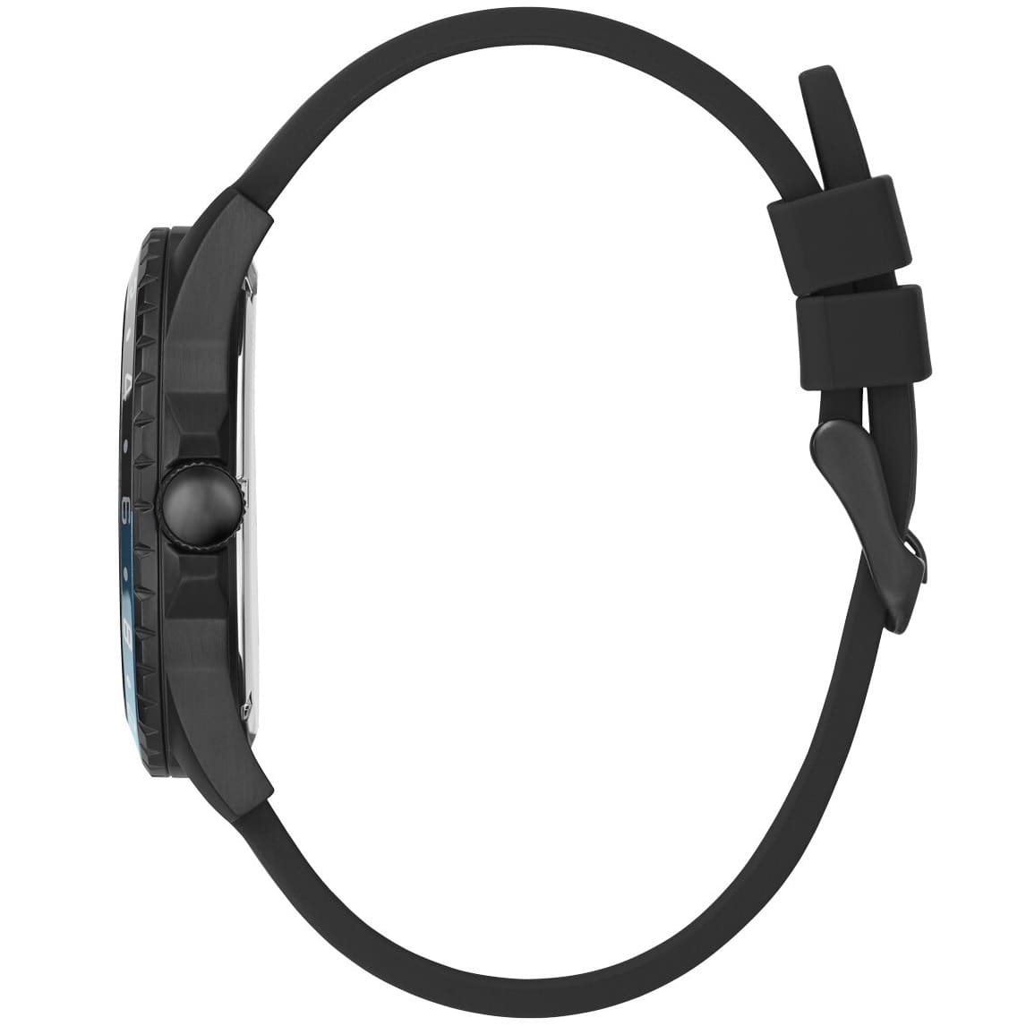 ساعة يد رجالية Guess Odyssey W1108G5 بإطار أسود ولمسات زرقاء وسوار مطاطي