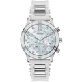 Guess Breeze W1234L1 Silver Case MOP Dial White Silicone & Metal Link Women's Watch