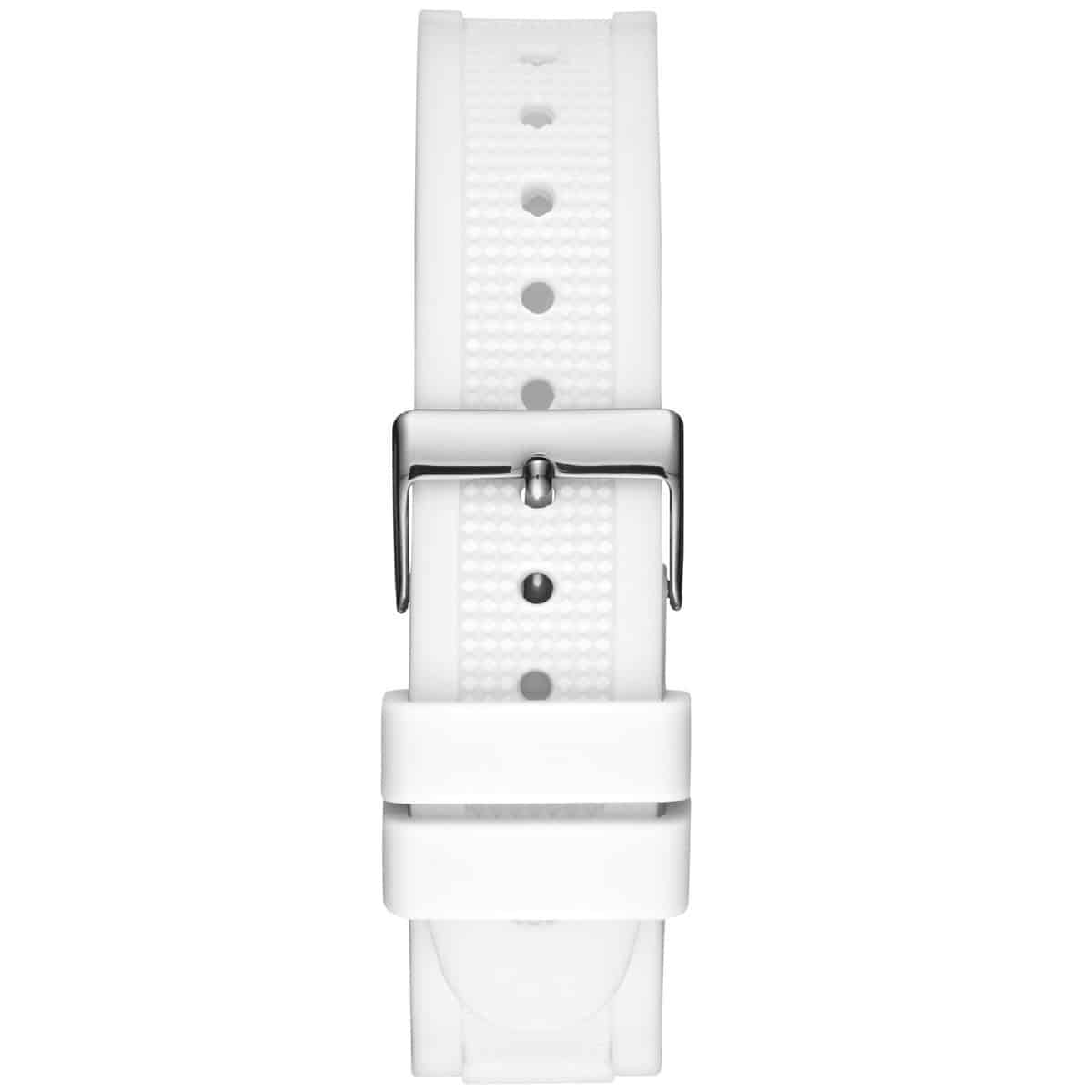 Guess Breeze W1234L1 Silver Case MOP Dial White Silicone & Metal Link Women's Watch