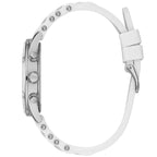 Guess Breeze W1234L1 Silver Case MOP Dial White Silicone & Metal Link Women's Watch