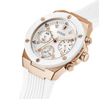 Guess Athena Multi-Function GW0030L3 Rose Gold White Dial Rubber Women's Watch