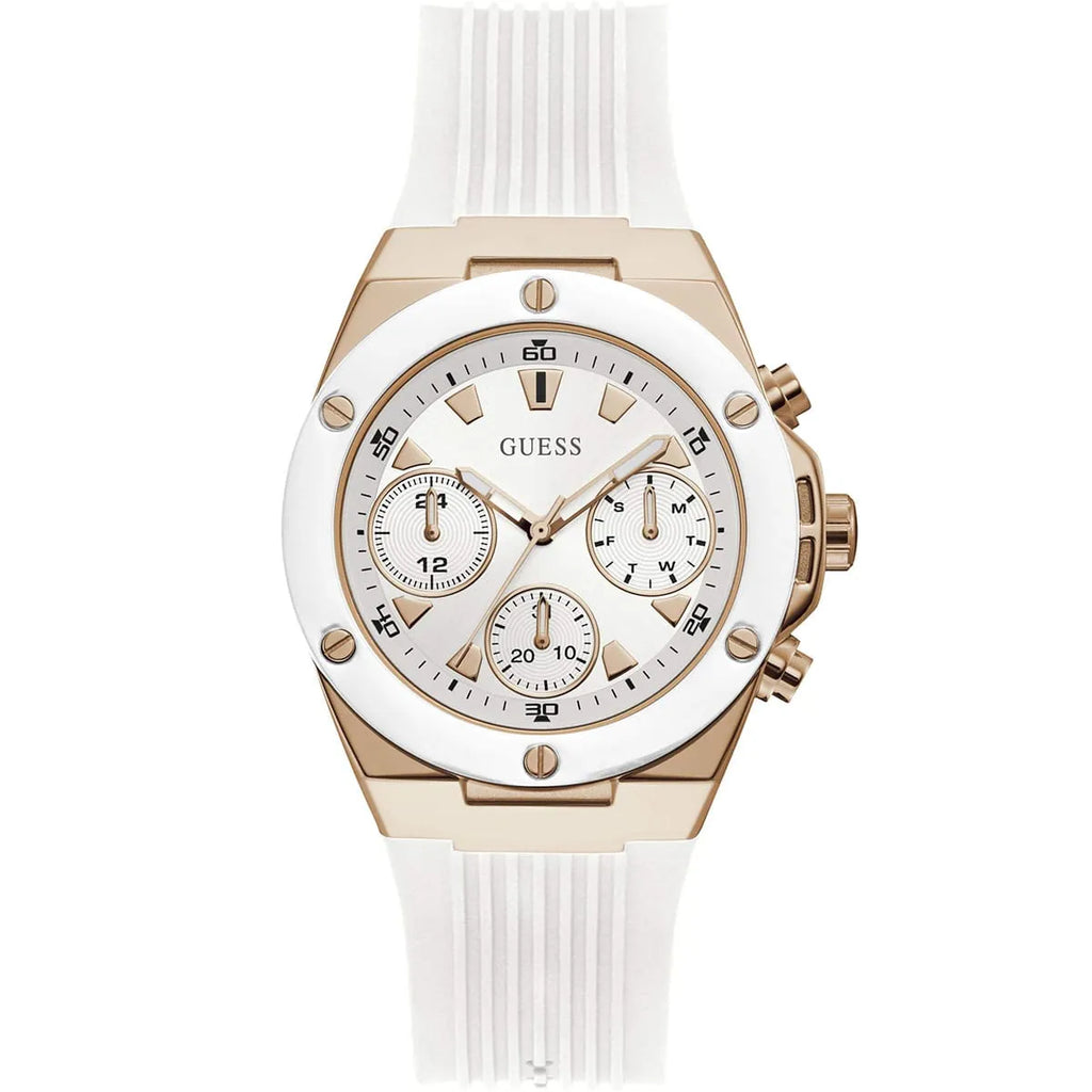 Guess Athena Multi-Function GW0030L3 Rose Gold White Dial Rubber Women's Watch