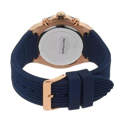 Guess Athena  GW0030L5 Rose Gold Case Silver Dial Blue Rubber Women's Watch