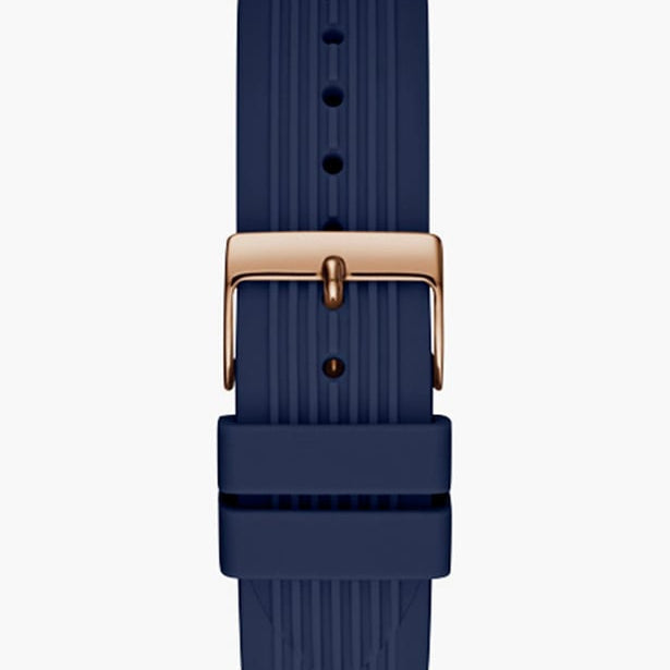 Guess Athena  GW0030L5 Rose Gold Case Silver Dial Blue Rubber Women's Watch