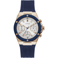 Guess Athena  GW0030L5 Rose Gold Case Silver Dial Blue Rubber Women's Watch