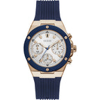 Guess Athena  GW0030L5 Rose Gold Case Silver Dial Blue Rubber Women's Watch