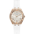 Guess Cosmo GW0034L2 Rose Gold Case Silver Dial White Rubber Women's Watch