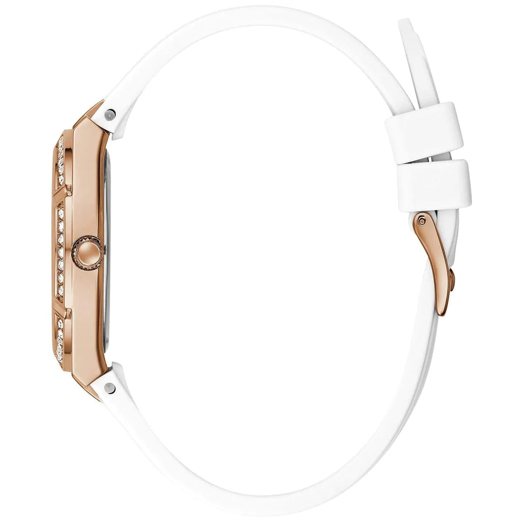 Guess Cosmo GW0034L2 Rose Gold Case Silver Dial White Rubber Women's Watch