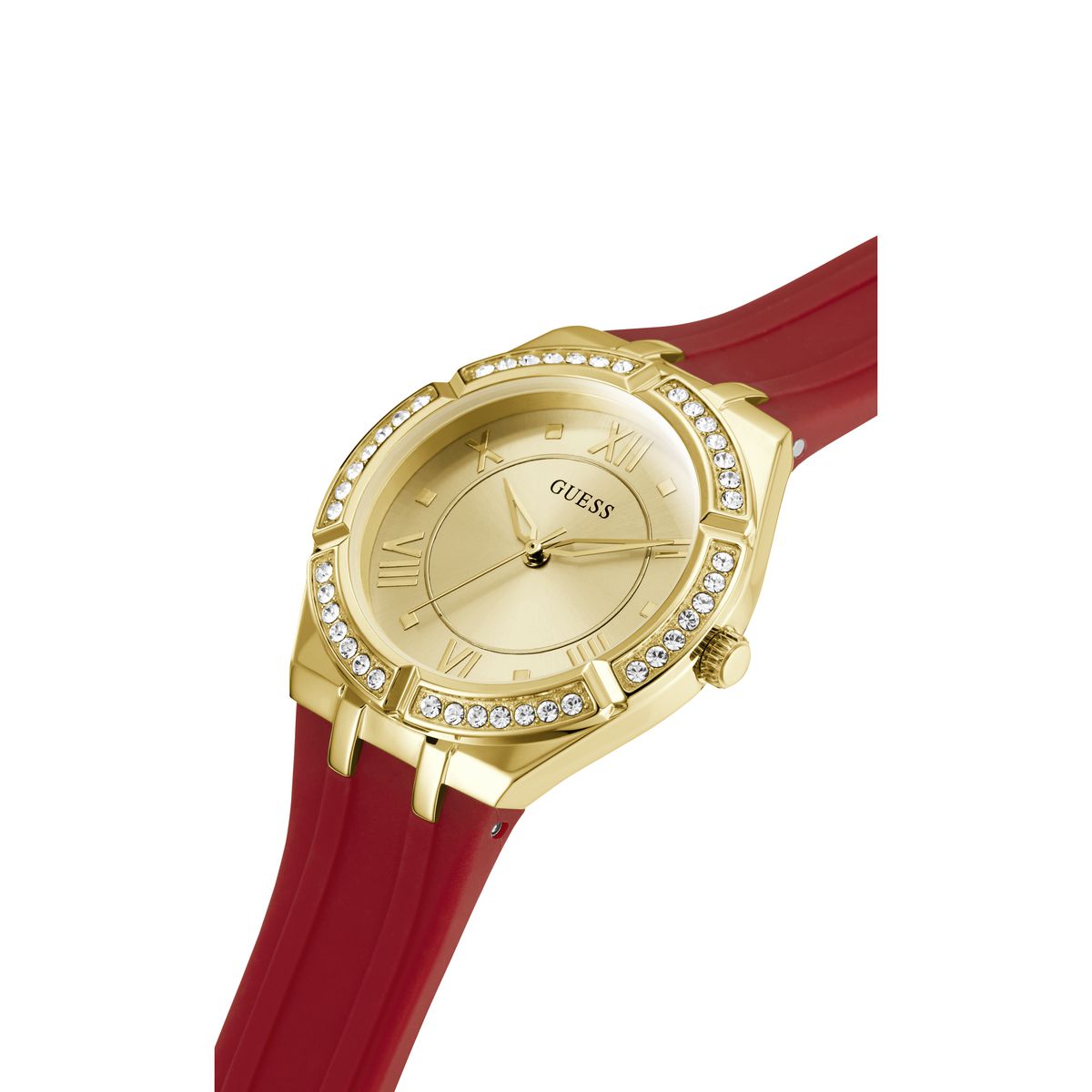 Guess Cosmo GW0034L6 Gold Case Gold Dial Red Rubber Women's Watch