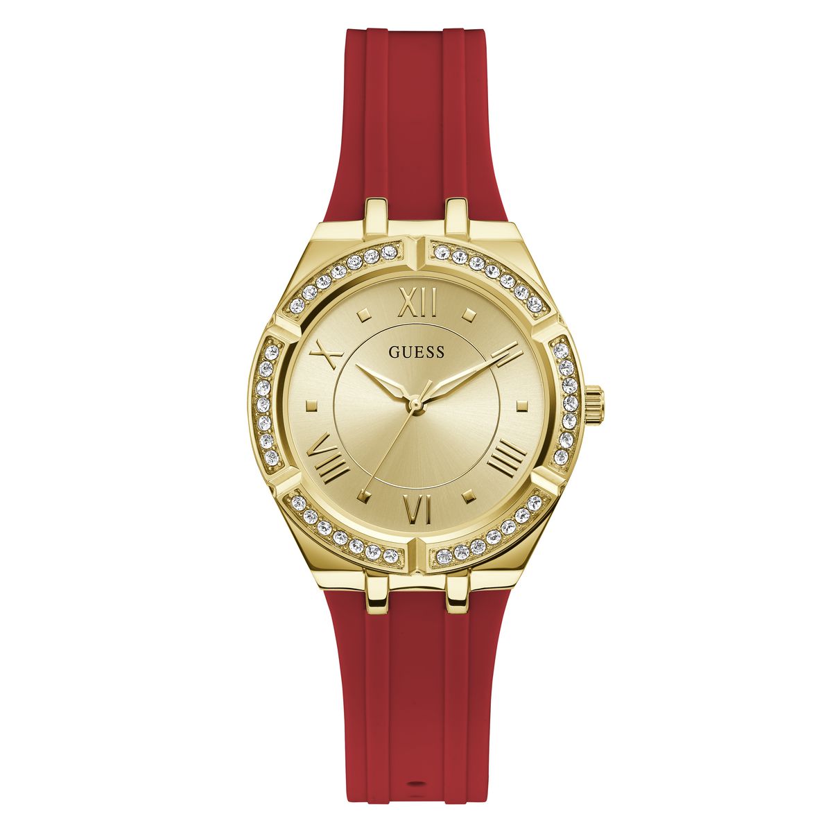 Guess Cosmo GW0034L6 Gold Case Gold Dial Red Rubber Women's Watch