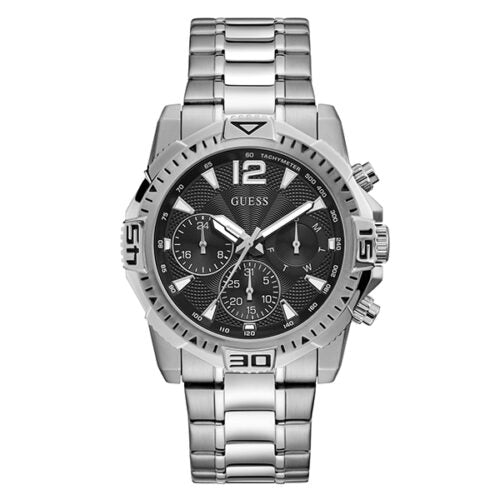 Guess Commander GW0056G1 Silver Tone Stainless Steel Black Dial Watch