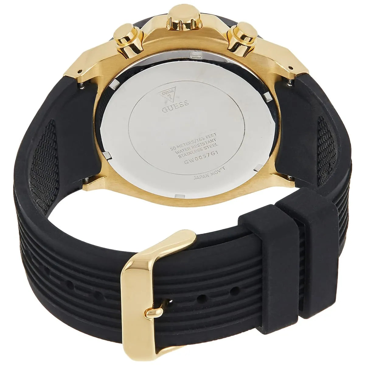 Guess Poseidon Multi-Function GW0057G1 Gold Case Black Dial Black Rubber Men's Watch