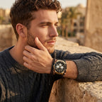 Guess Poseidon Multi-Function GW0057G1 Gold Case Black Dial Black Rubber Men's Watch