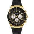 Guess Poseidon Multi-Function GW0057G1 Gold Case Black Dial Black Rubber Men's Watch