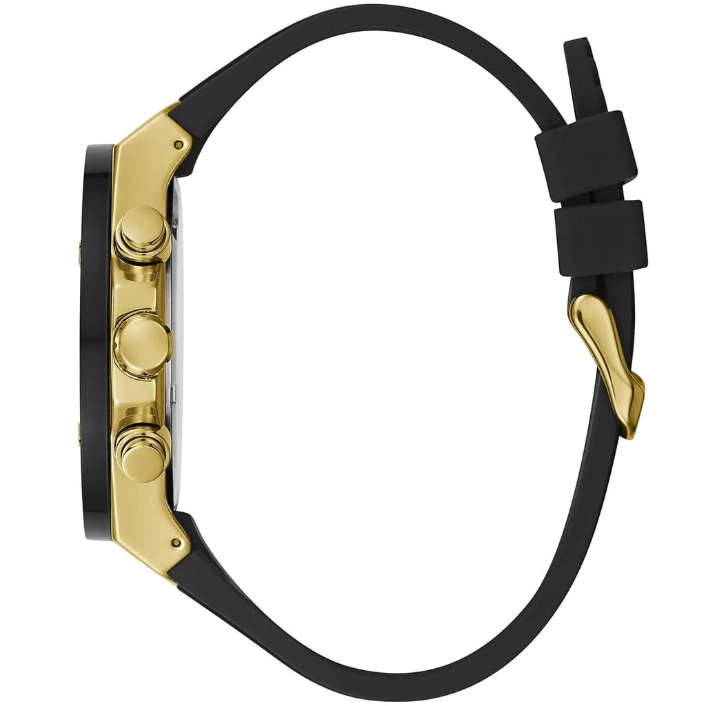 Guess Poseidon Multi-Function GW0057G1 Gold Case Black Dial Black Rubber Men's Watch