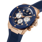 Guess Poseidon Multi-Function GW0057G2 Rose Gold Case Blue Dial Blue Rubber Men's Watch