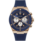 Guess Poseidon Multi-Function GW0057G2 Rose Gold Case Blue Dial Blue Rubber Men's Watch