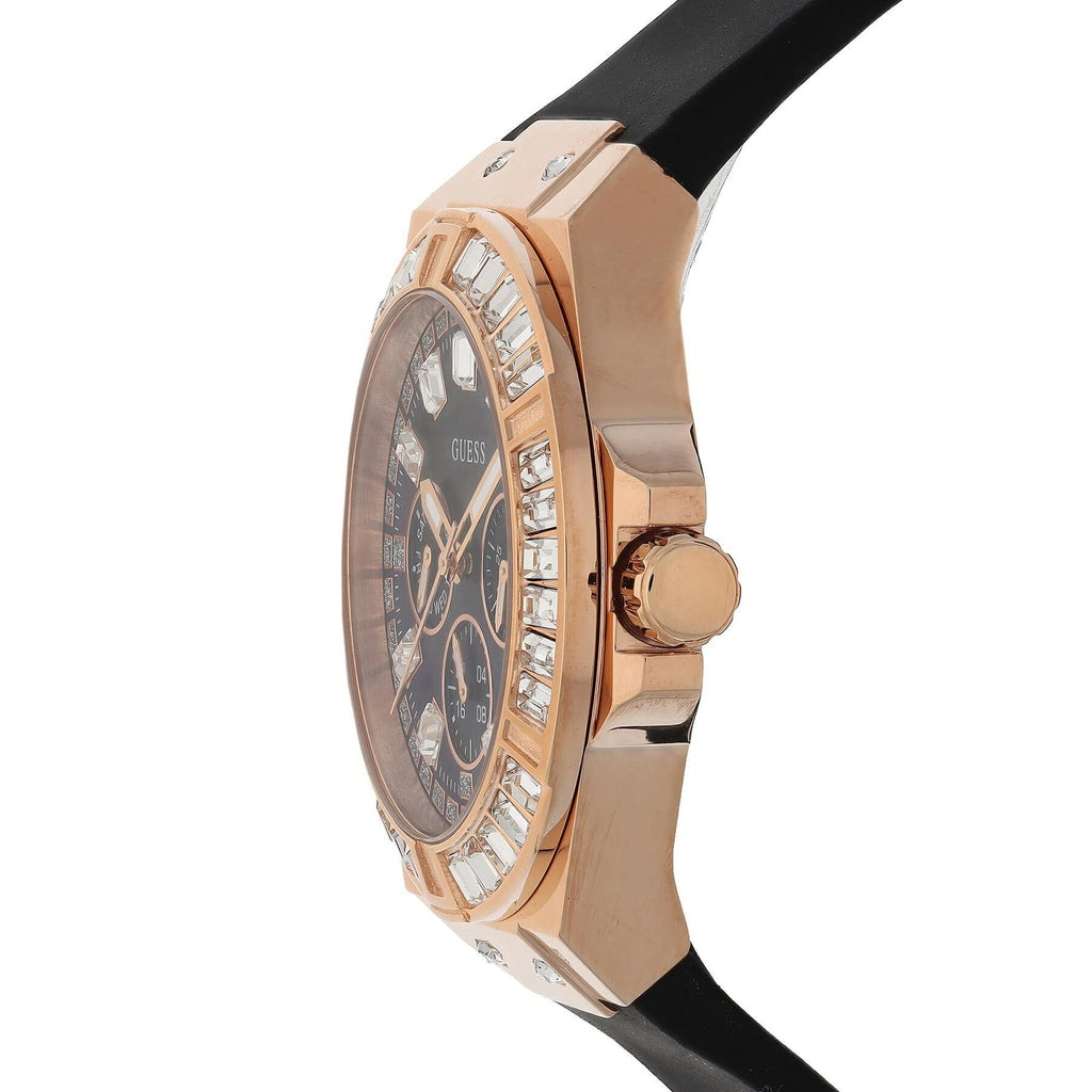 Guess Venus GW0118L2 Rose Gold Case Black Dial Black Rubber Women's Watch