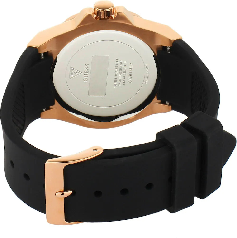 Guess Venus GW0118L2 Rose Gold Case Black Dial Black Rubber Women's Watch