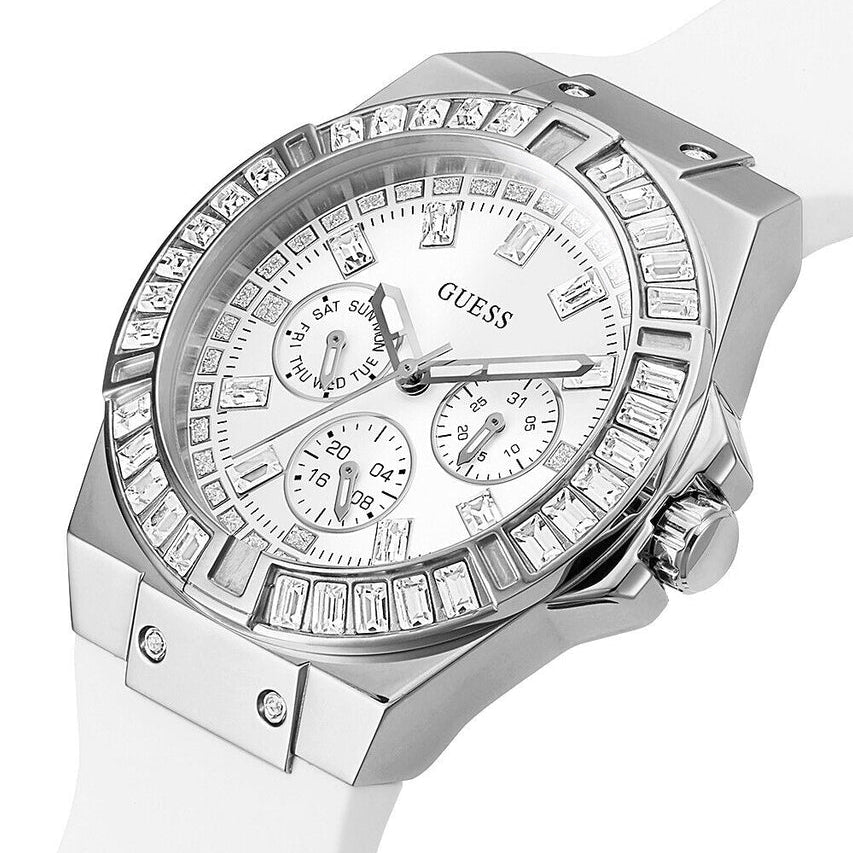 Guess Venus GW0118L3 Silver Case White Dial White Rubber Women's Watch