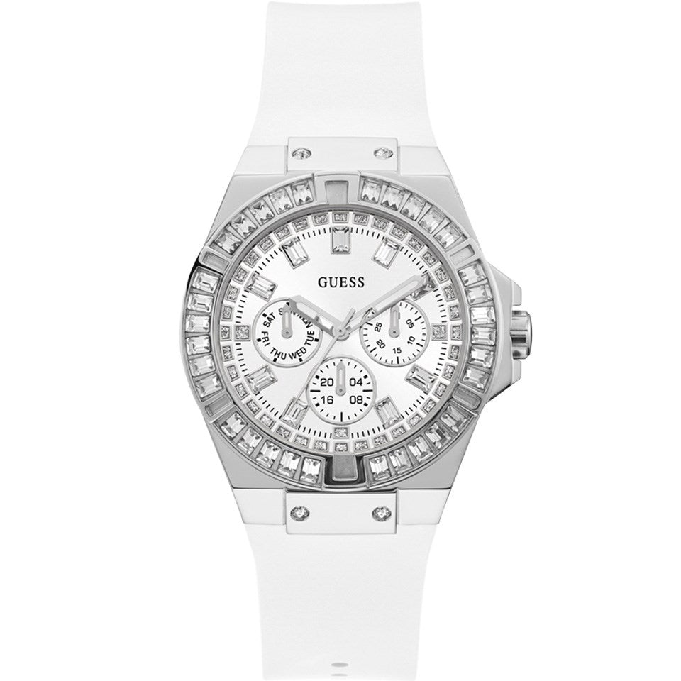 Guess Venus GW0118L3 Silver Case White Dial White Rubber Women's Watch