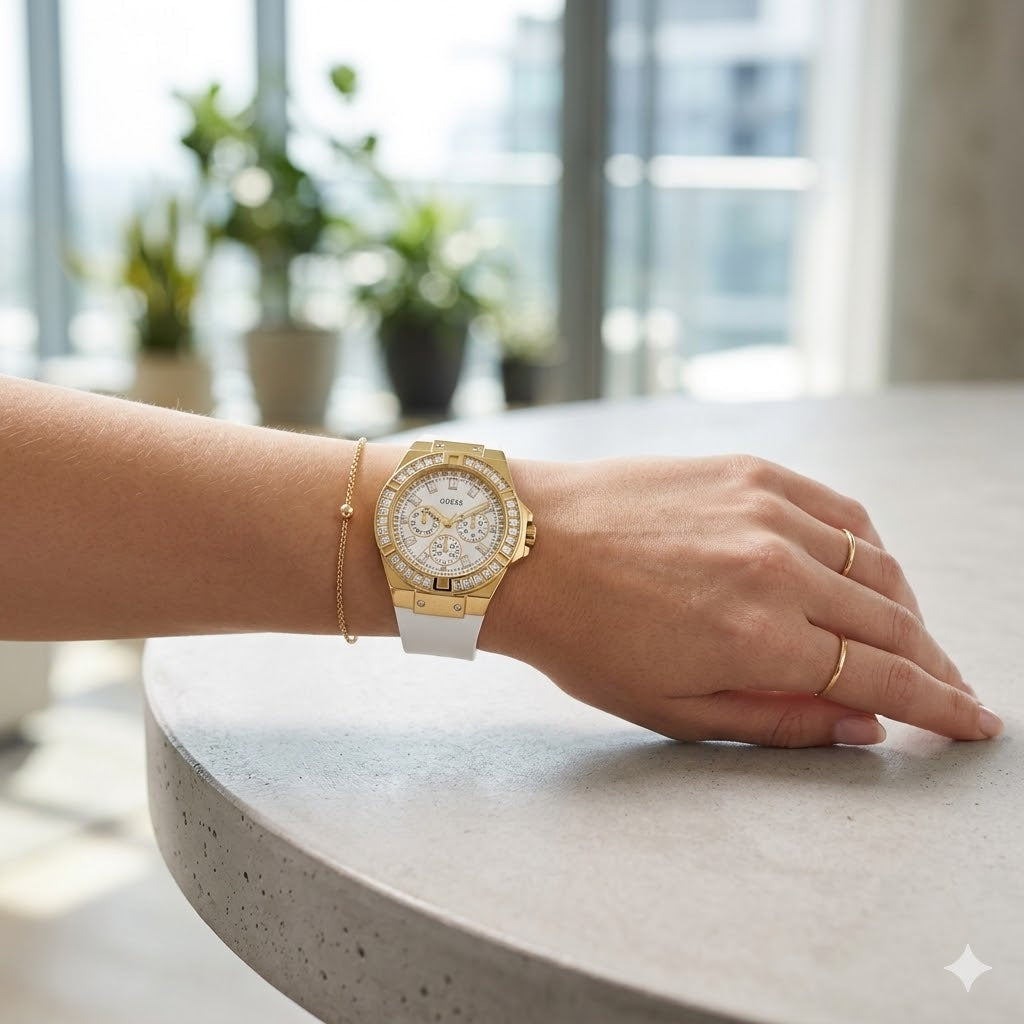 Guess Venus GW0118L5 Gold Case White Dial White Rubber Women's Watch