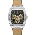 Guess Phoenix GW0202G3 Silver Tone Case Black Dial Brown Rubber Watch