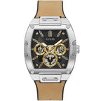 Guess Phoenix GW0202G3 Silver Tone Case Black Dial Brown Rubber Watch