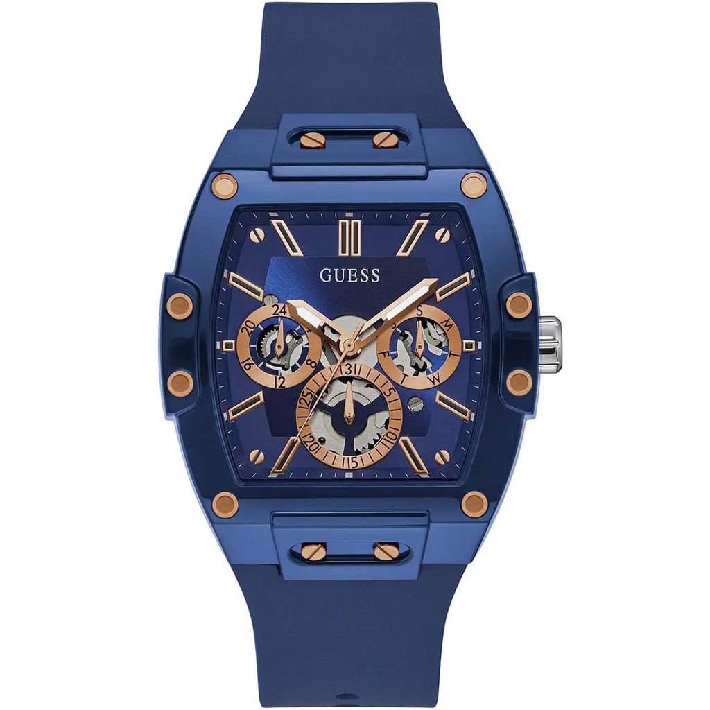 Guess Phoenix GW0203G7 Blue Polycarbonate Rose Gold Rubber Watch