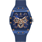 Guess Phoenix GW0203G7 Blue Polycarbonate Rose Gold Rubber Watch