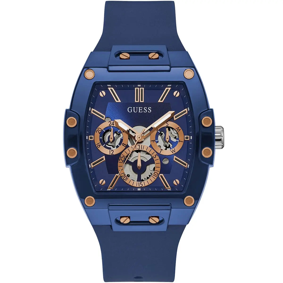 Guess Phoenix GW0203G7 Blue Polycarbonate Rose Gold Rubber Watch