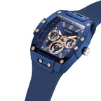 Guess Phoenix GW0203G7 Blue Polycarbonate Rose Gold Rubber Watch