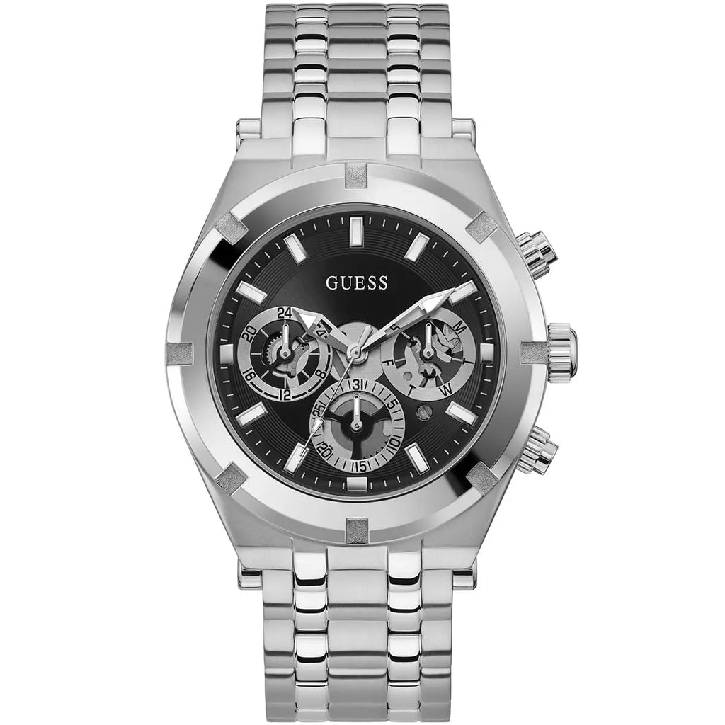 Guess Continental GW0260G1 Silver Tone Black Dial Watch
