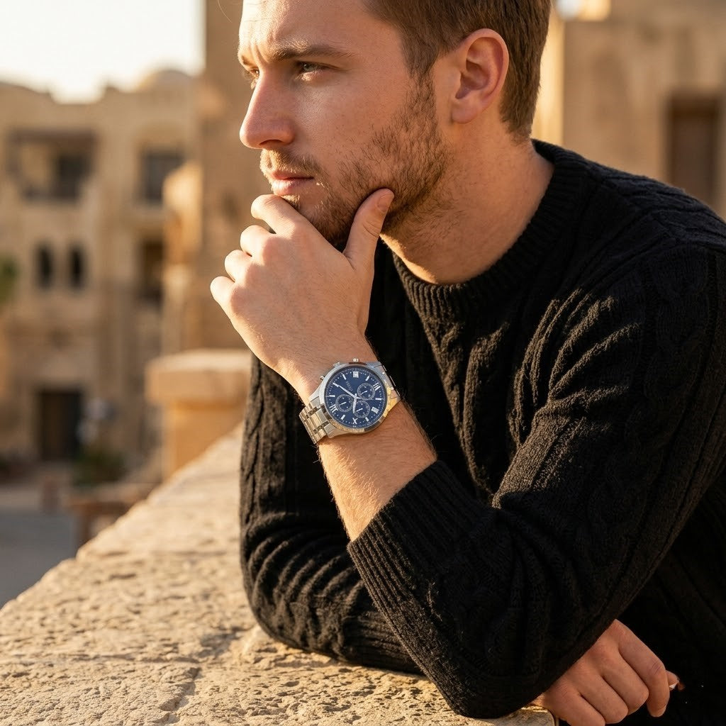 Guess Momentum Multi-Function GW0263G2 Rose Gold Blue Case Blue Dial Blue Rubber Men's Watch