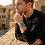 Guess Momentum Multi-Function GW0263G2 Rose Gold Blue Case Blue Dial Blue Rubber Men's Watch
