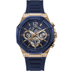 Guess Momentum Multi-Function GW0263G2 Rose Gold Blue Case Blue Dial Blue Rubber Men's Watch