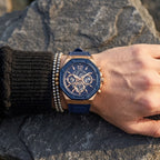 Guess Momentum Multi-Function GW0263G2 Rose Gold Blue Case Blue Dial Blue Rubber Men's Watch