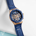 Guess Momentum Multi-Function GW0263G2 Rose Gold Blue Case Blue Dial Blue Rubber Men's Watch