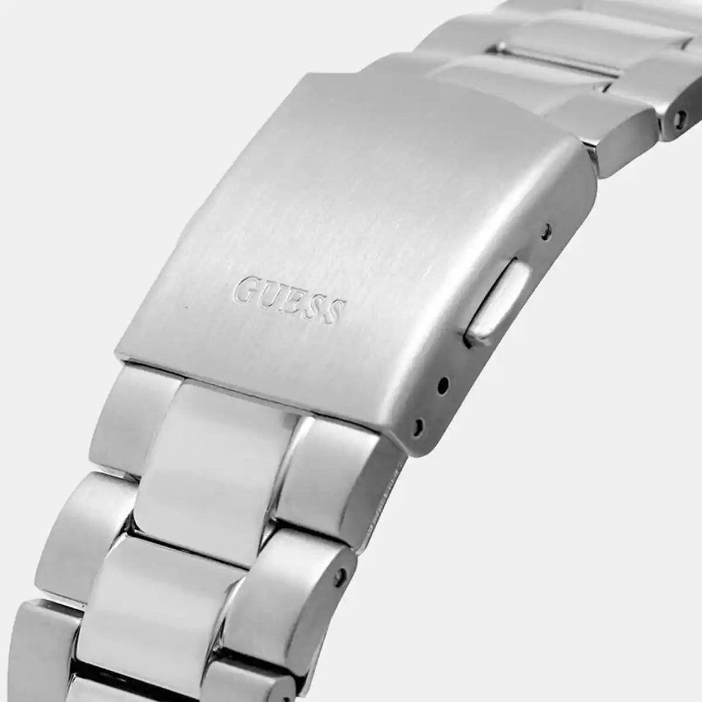 ساعة يد رجالية Guess Connoisseur GW0265G7 بلون فضي مع ميناء أزرق