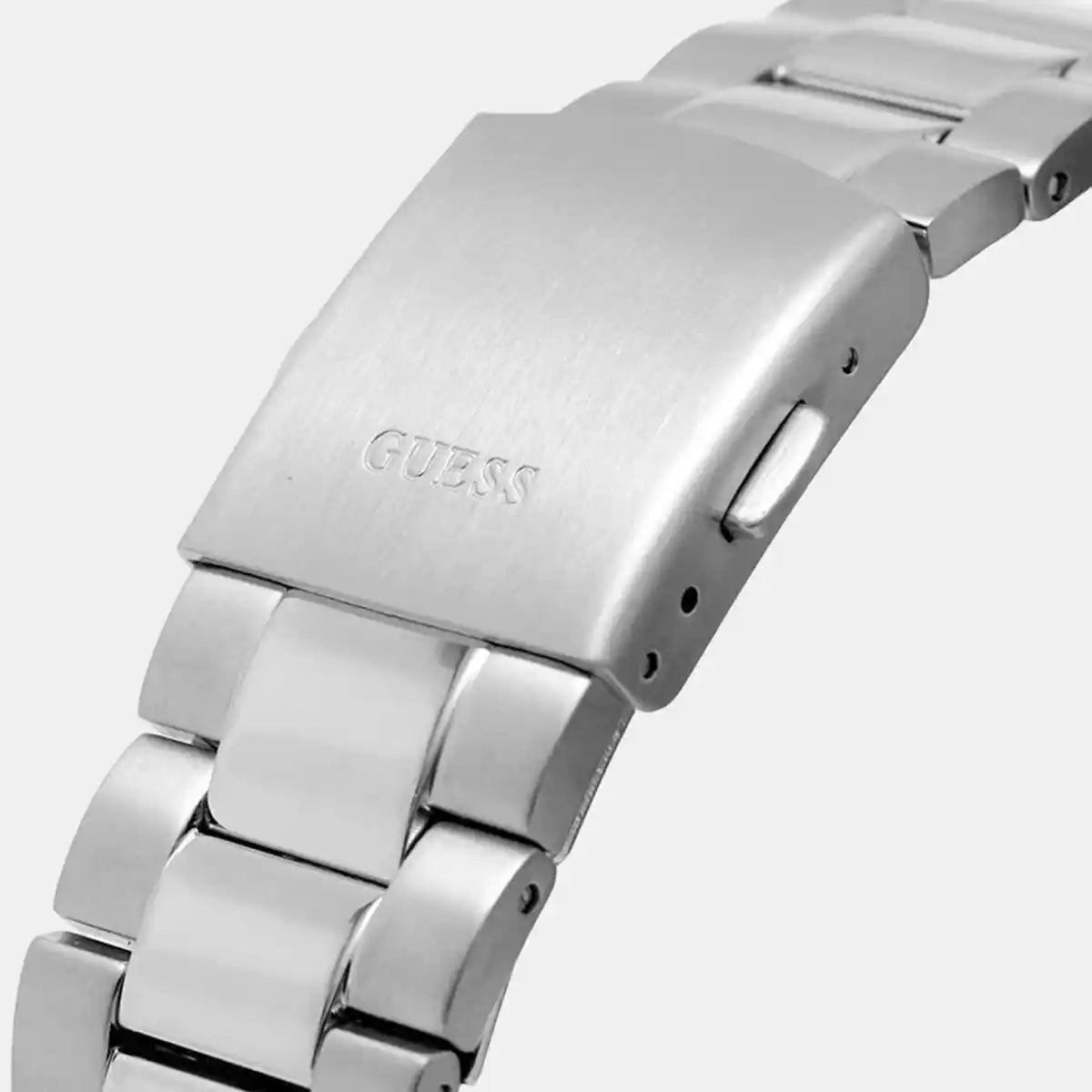 ساعة يد رجالية Guess Connoisseur GW0265G7 بلون فضي مع ميناء أزرق