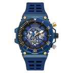 Guess Treasure GW0443G1 Blue Tone Skeleton Dial Blue Rubber Watch