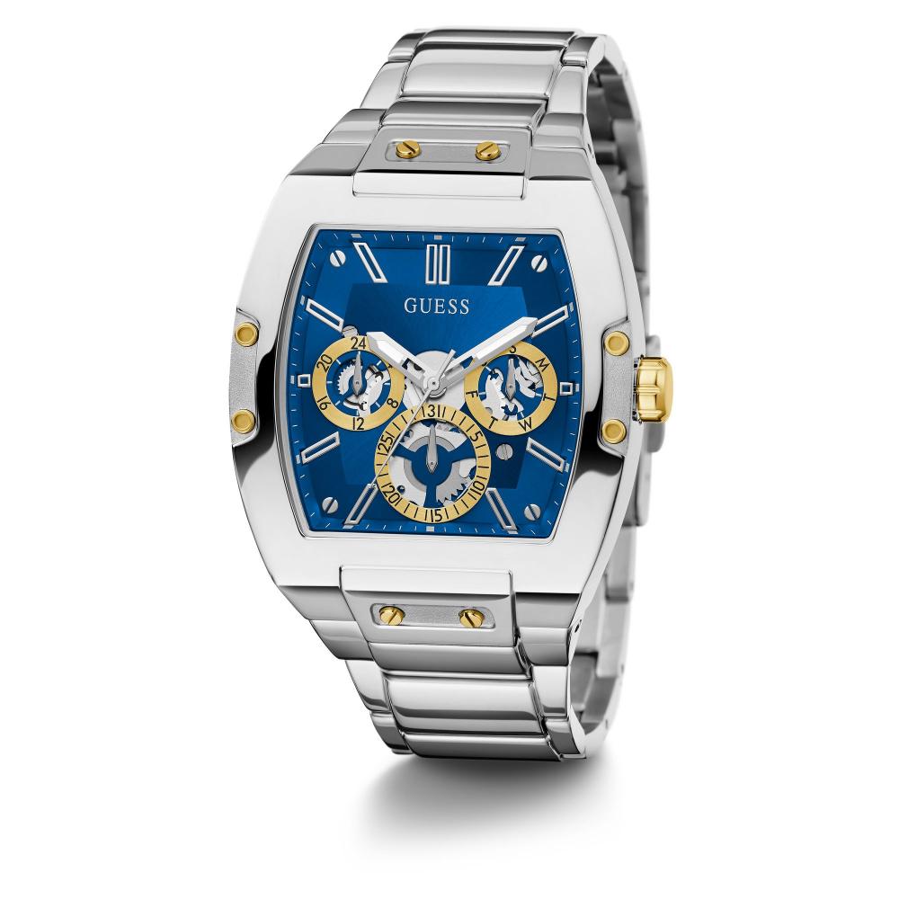 Guess Phoenix GW0456G5 Silver Tonneau Case Blue Dial Multifunction Watch