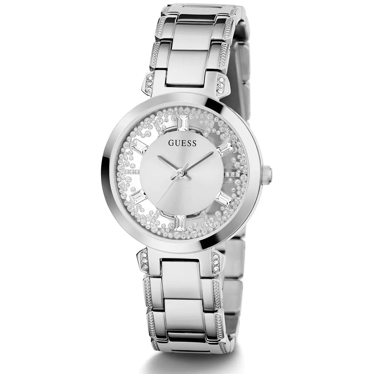 Guess Crystal Clear GW0470L1 Silver Case Transparent Crystal Dial Silver Metal Women's Watch