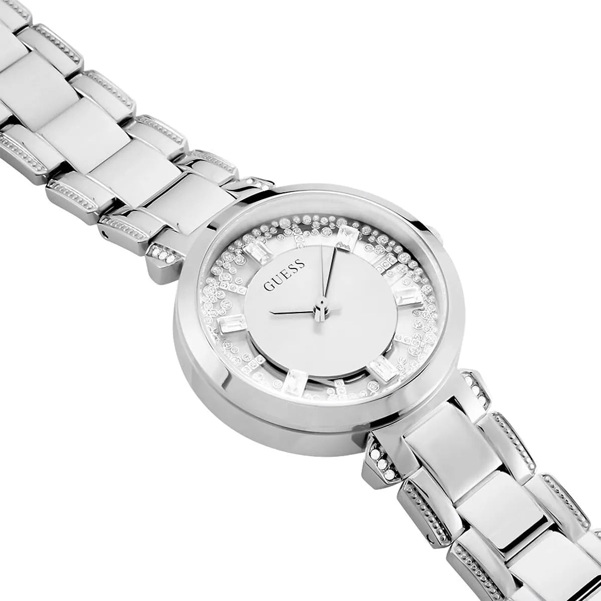 Guess Crystal Clear GW0470L1 Silver Case Transparent Crystal Dial Silver Metal Women's Watch