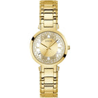 ساعة يد نسائية شفافة من مادة الكريستال الذهبي طراز GW0470L2 من Guess Crystal Clear